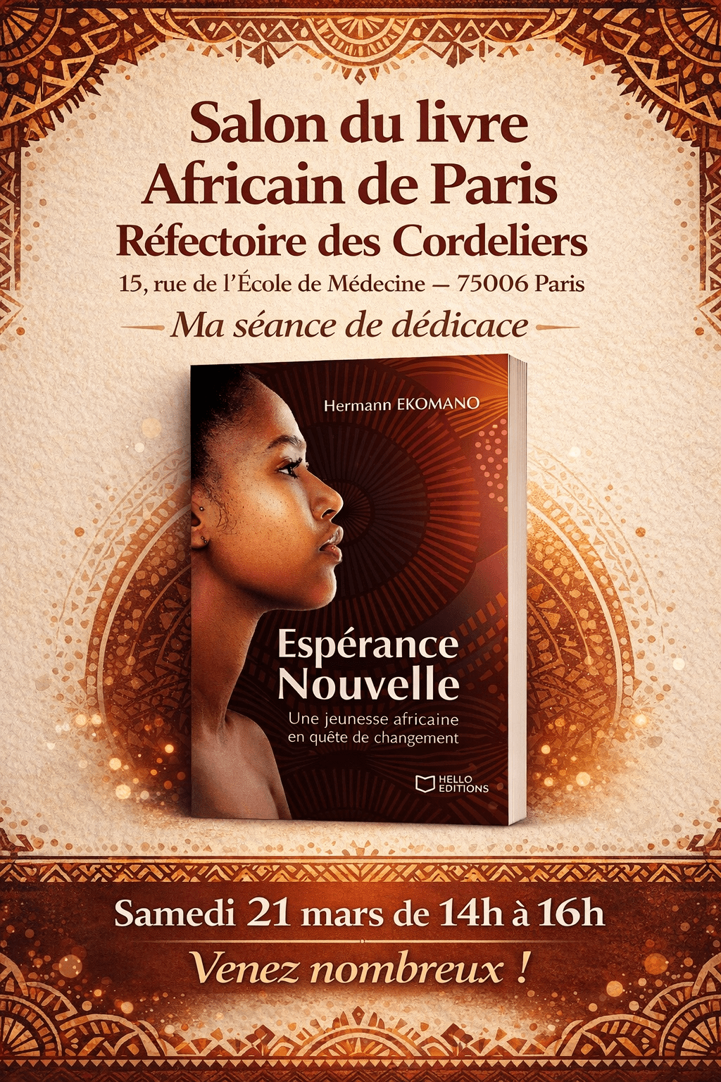 Séance de dédicace de mon livre Espérance Nouvelle